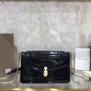 Bvlgari Bulgari New Serpenti Forever Chain Wallet Black Patent Calfskin Bvlgari Bulgari New Serpenti Forever Chain Wallet Black Patent Calfskin