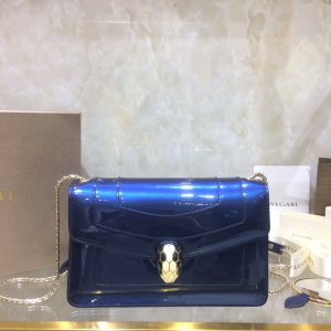 Bvlgari Bulgari New Serpenti Forever Chain Wallet Navy Blue Patent Calfskin Bvlgari Bulgari New Serpenti Forever Chain Wallet Navy Blue Patent Calfskin