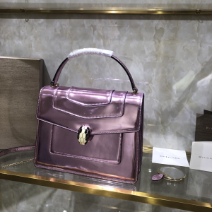 Bvlgari Bulgari Serpenti Forever Medium Crossbody Bag Top Handle Pink Patent Calfskin Bvlgari Bulgari Serpenti Forever Medium Crossbody Bag Top Handle Pink Patent Calfskin