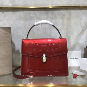 Bvlgari Bulgari Serpenti Forever Medium Crossbody Bag Top Handle Red Patent Calfskin Bvlgari Bulgari Serpenti Forever Medium Crossbody Bag Top Handle Red Patent Calfskin