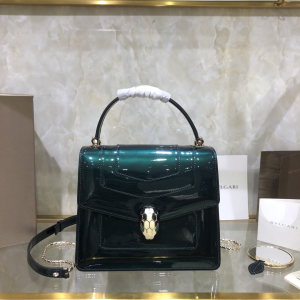 Bvlgari Bulgari Serpenti Forever Small Crossbody Bag Top Handle Green Patent Calfskin Bvlgari Bulgari Serpenti Forever Small Crossbody Bag Top Handle Green Patent Calfskin