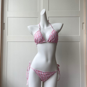 Dior Pink Oblique Triangle Bikini Swimsuit 