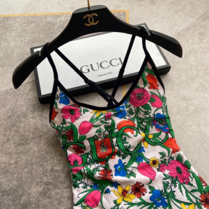 Luxury Womens Clothing Gucci Logo Floral White Swimsuit SML A144PP120 AA150503