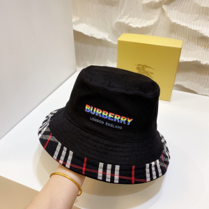Luxury Womens Hats Burberry Cotton Bucket Hat in Black A144PP850 AA150489