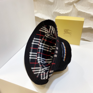 Luxury Womens Hats Burberry Cotton Bucket Hat in Black A144PP850 AA150489