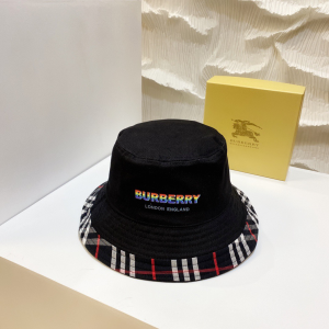 Luxury Womens Hats Burberry Cotton Bucket Hat in Black A144PP850 AA150489