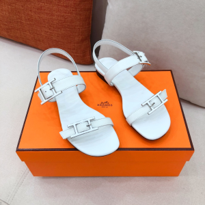 Hermes Cocktail Sandal White Calfskin 