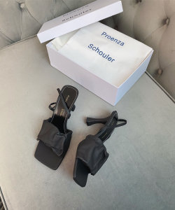 Proenza Schouler Scrunched Sandal Black Lambskin 75MM Proenza Schouler Scrunched Sandal Black Lambskin 75MM