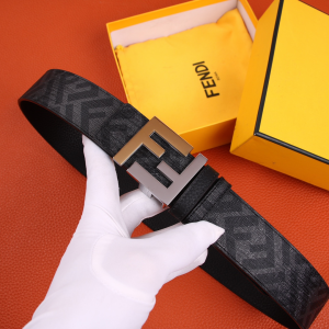 Fendi FF Buckle Belt Black Cuoio Romano Calfskin 