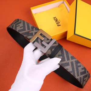 Fendi FF Buckle Belt Grey Cuoio Romano Calfskin 