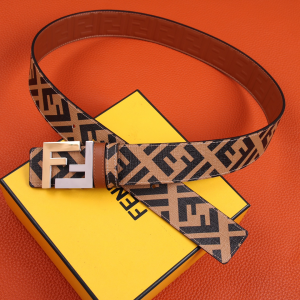 Luxury Mens Belts Fendi FF Buckle Belt in Tan Cuoio Romano Calfskin A175PP240 AA150760