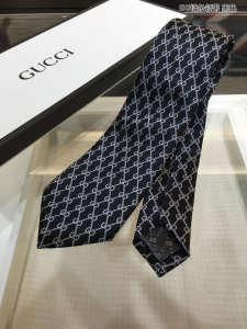 Gucci GG Pattern Silk Black Ties 