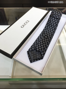 Luxury Mens Ties Gucci GG Pattern Silk Black Ties A151PP130 AA150579