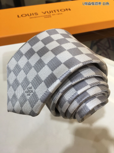Luxury Mens Ties Louis Vuitton Damier Classique White Ties A151PP130 AA150578