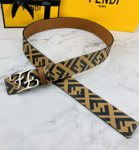 Luxury Womens Belts Fendi Karligraphy Buckle Belt in Tan Calfskin A175PP240 AA150765