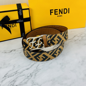 Luxury Womens Belts Fendi Karligraphy Buckle Belt in Tan Calfskin A175PP240 AA150765