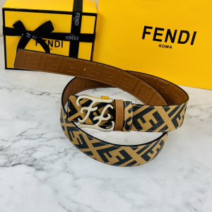 Luxury Womens Belts Fendi Karligraphy Buckle Belt in Tan Calfskin A175PP240 AA150765