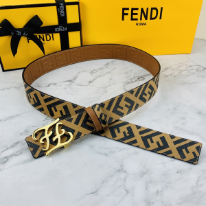 Luxury Womens Belts Fendi Karligraphy Buckle Belt in Tan Calfskin A175PP240 AA150766
