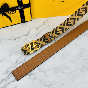 Luxury Womens Belts Fendi Karligraphy Buckle Belt in Tan Calfskin A175PP240 AA150766