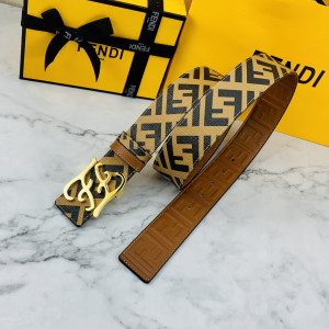 Luxury Womens Belts Fendi Karligraphy Buckle Belt in Tan Calfskin A175PP240 AA150766