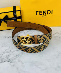 Luxury Womens Belts Fendi Karligraphy Buckle Belt in Tan Calfskin A175PP240 AA150766