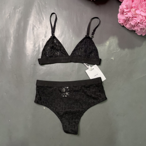 Dior Black Oblique Lingerie Set 