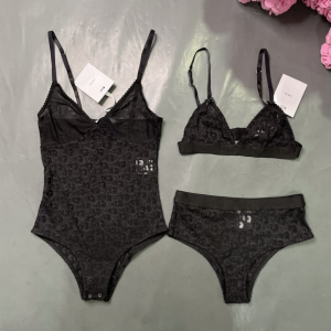 Luxury Womens Clothong Dior Black Oblique Lingerie Set SML A154PP680 AA150714