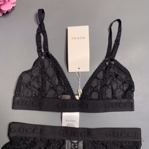 Luxury Womens Clothong Gucci Black GG Tulle Lingerie Set SML A154PP680 AA150712