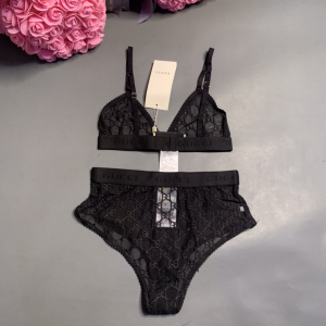 Luxury Womens Clothong Gucci Black GG Tulle Lingerie Set SML A154PP680 AA150712