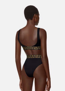 Luxury Womens Clothong Versace Black Logo Jacquard Lingerie Set SML A154PP680 AA150716