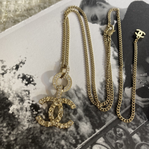 Chanel Gold CC Logo Pendant Chain Necklaces 