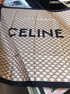 Celine Triomphe Black Silk Scarf 