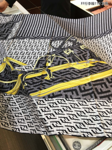 Fendi FF Luggage Printed Grey Silk Scarf 