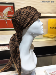 Luxury Womens Scarf Fendi FF Multicolor Brown Silk Scarf 90x90CM A151PP210 AA150574
