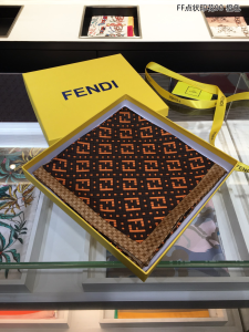 Luxury Womens Scarf Fendi FF Multicolor Orange Silk Scarf 90x90CM A151PP210 AA150571