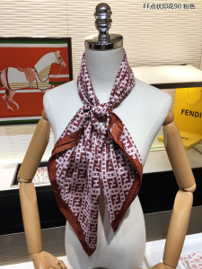 Luxury Womens Scarf Fendi FF Multicolor Pink Silk Scarf 90x90CM A151PP210 AA150572