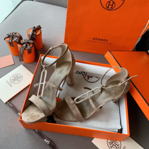 Hermes Suede Leather Sandal Grey 