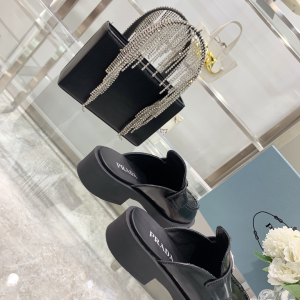 Luxury Womens Shoes Prada Brushed Leather Mules in Black 35 To 40 A151PP470 AA150600