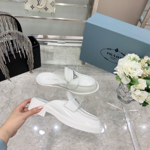 Luxury Womens Shoes Prada Brushed Leather Mules in White 35 To 40 A151PP470 AA150599