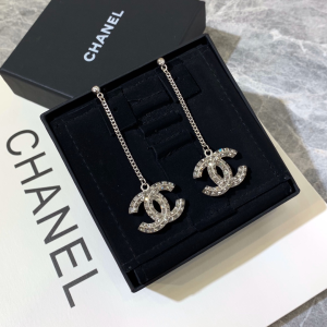 Chanel Crystals CC Logo Pendant Earrings 