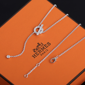 Luxury Womens Jewelry Hermes Finesse Diamond Necklace Silver A205PP200 AA150803