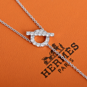 Luxury Womens Jewelry Hermes Finesse Diamond Necklace Silver A205PP200 AA150803