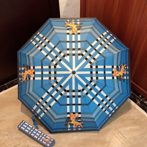 Burberry Deer Print Check Umbrella 