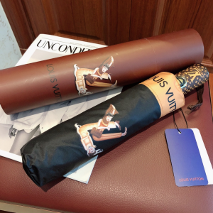 Luxury Womens Umbrella Louis Vuitton LV Monogram Umbrella Black A190PP110 AA150780