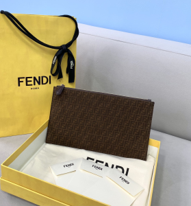 Fendi FF Jacquard Pouch Clutch Bag 8362s