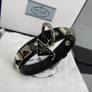 Prada Brushed Leather Pet Collar Black Prada Brushed Leather Pet Collar Black