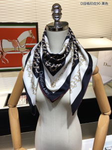 Luxury Womens Scarf Dior Silk Scarf Black 90x90CM A151PP200 AA151137