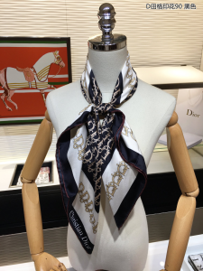 Luxury Womens Scarf Dior Silk Scarf Black 90x90CM A151PP200 AA151137