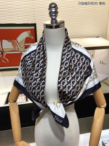 Luxury Womens Scarf Dior Silk Scarf Black 90x90CM A151PP200 AA151137
