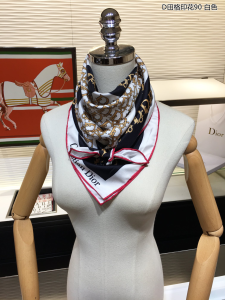 Luxury Womens Scarf Dior Silk Scarf White 90x90CM A151PP200 AA151136